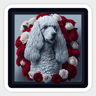 Standard poodle red roses 2 Sticker